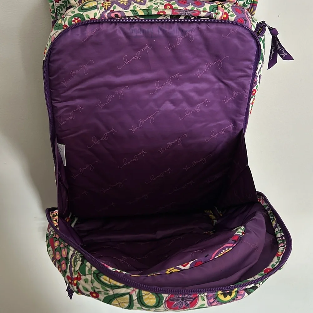 Vera Bradley laptop backpack green purple and white